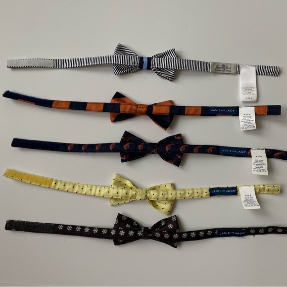 Janie and Jack Blue and Orange Bow Ties Bowtie Boys 4-8 yrs, Set of 5 - Picture 2 of 5